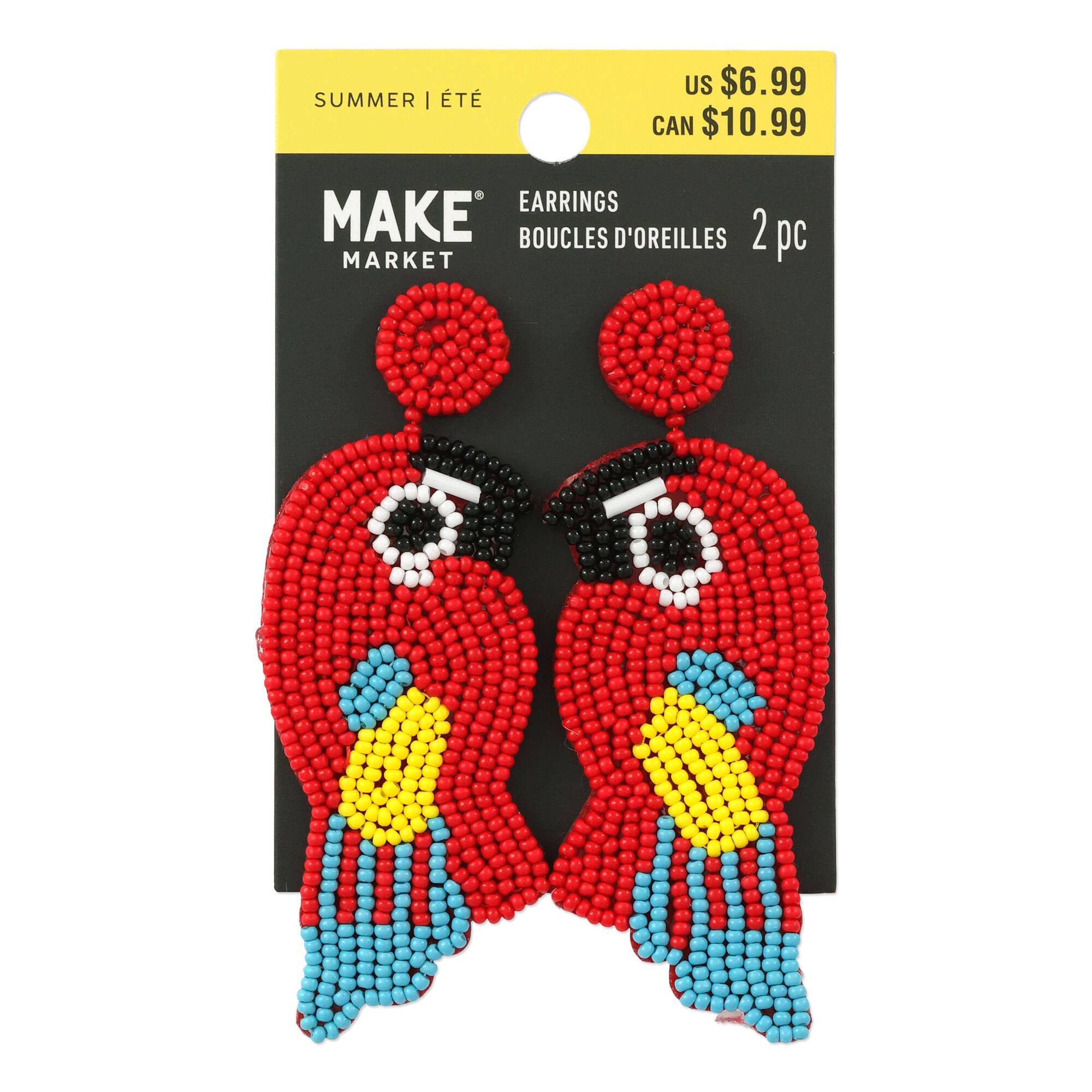 Summer Red Parrot Bead Earrings by Make Market®